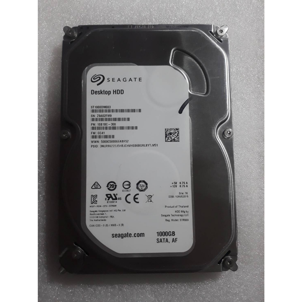 Harddisk 3.5" SATA Seagate 1.0TB Model : ST1000DM003  Barracuda สำหรับ PC