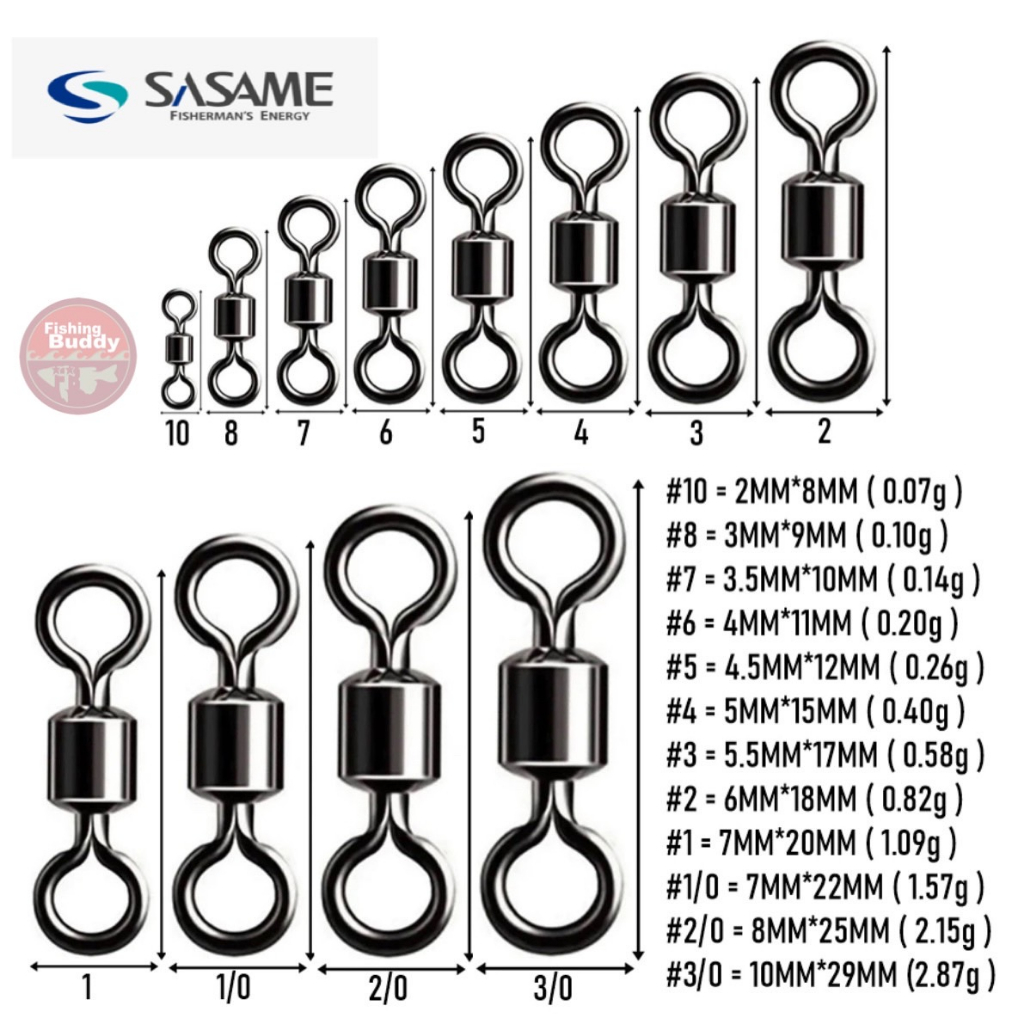 ลูกหมุนตกปลา SASAME 210-A POWER STAINLESS SWIVEL ลูกหมุนสแตนเลส ยอดนิยม MADE IN JAPAN
