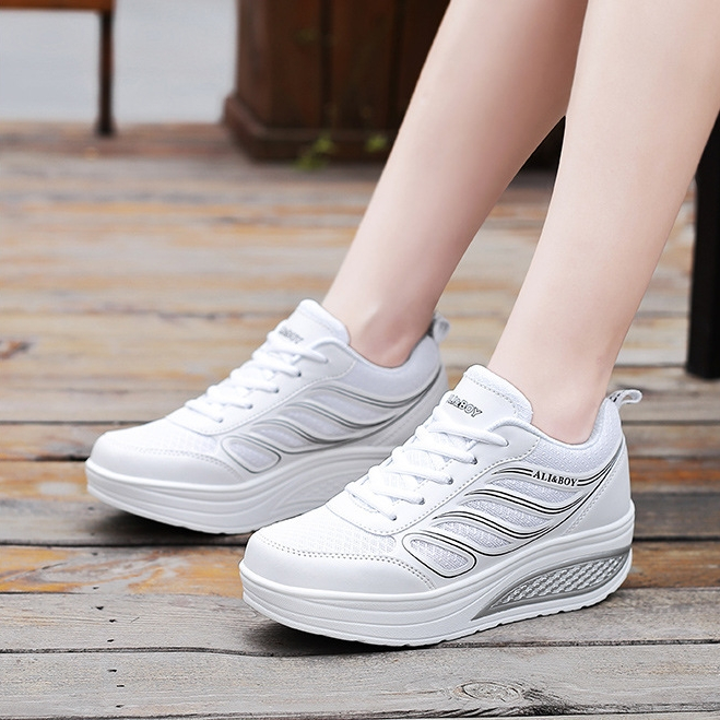 ALI&BOY รองเท้าผ้าใบผู้หญิงเพื่อสุขภาพ รุ่นปีกนางฟ้า สีพื้น ใส่นิ่ม เบาสบาย ความสูง 5 ซม. ไซส์ 36-40 - รูปที่ 2