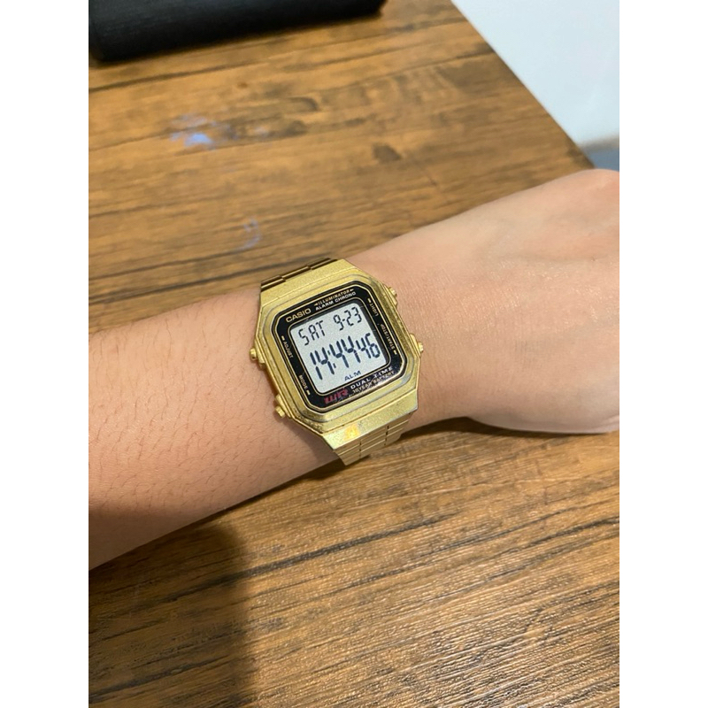 นาฬิกา Casio A178w Digital Watch Size 34mm. สีทอง(มือสอง)  ของแท้100%