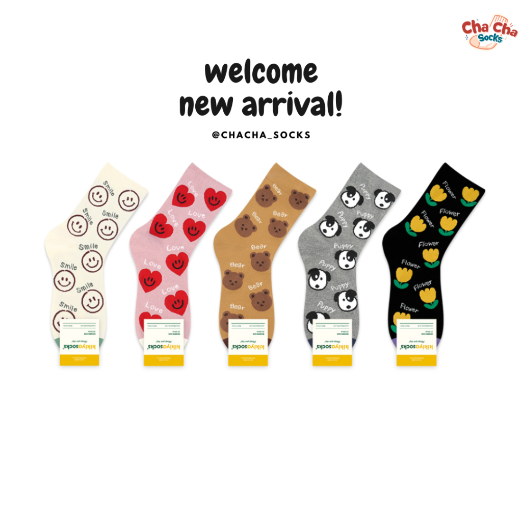 [พิมพ์โค้ด CHAC11 ซื้อ 300.- ลด 60.-] Chacha socks - ถุงเท้าข้อยาว Sticker แบรนด์ kikiya socks ถุงเท้าเกาหลี
