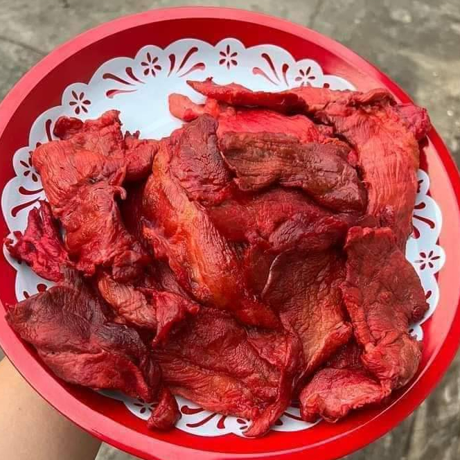 จิ้นเกลือ จิ้นแดงหมู จิ้นหมูแดดเดียวสูตรโบราณ น้ำหนัก 250กรัม และ 500 กรัม