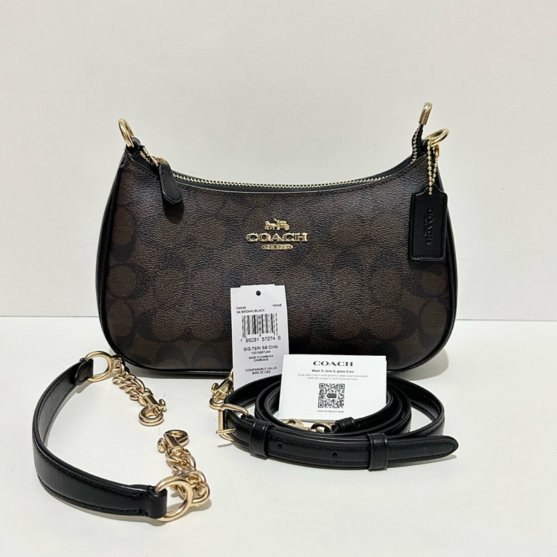 USED LIKE NEW COACH CA548 TERI SHOULDER BAG IN SIGNATURE CANVAS