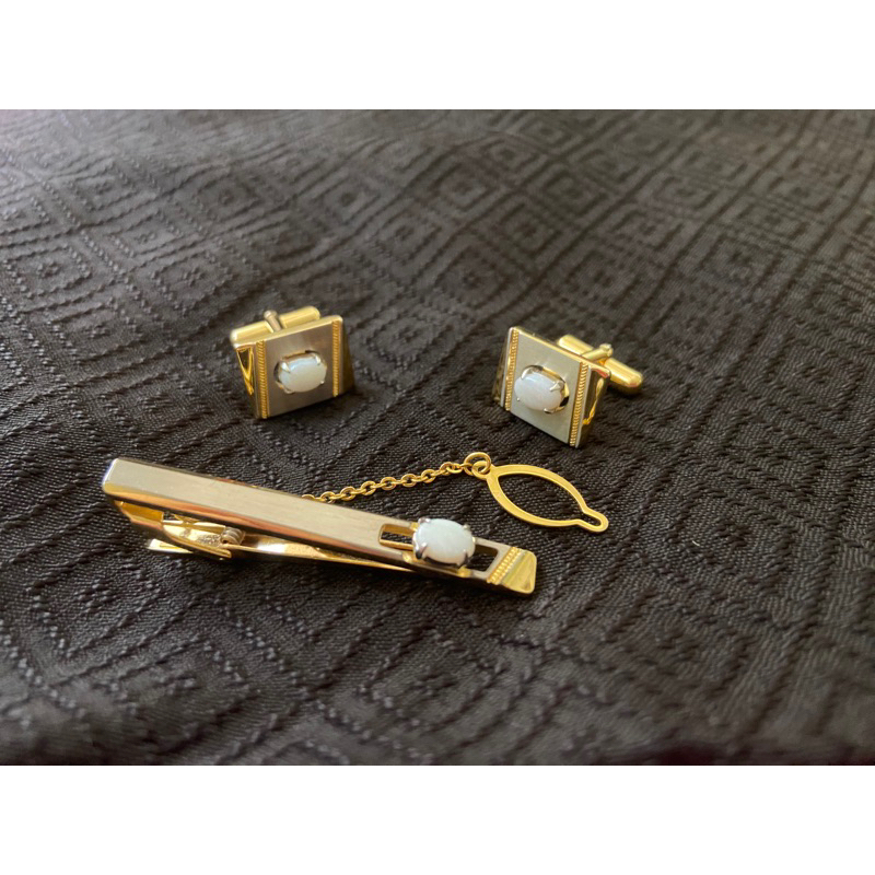 Opla Stone Cufflink & Tie Bar Set