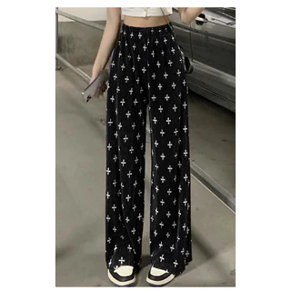 พร้อมส่งในไทย** กางเกงขายาว ผ้านิ่มเด้ง เอวยืด พรางหุ่น ใส่สบาย Pants สไตล์แฟชั่น ลายกราฟฟิก เสื้อผ้าแฟชี่นผู้หญิง K11