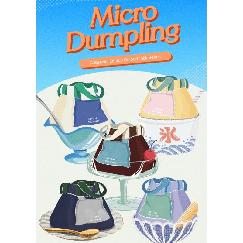 พร้อมส่ง Beyond the Vines สีใหม่มาเพิ่ม BTV กระเป๋า ผ้า กันน้ำ รุ่น Colourblock Micro Dumpling Bag