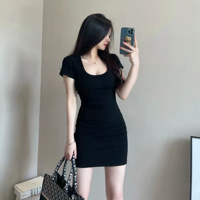 👗ชุดเดรส,👗กระโปรงสั้นเข้ารูป สุดเซ็กซี่ เนื้อผ้านิ่ม แฟชั่นมาใหม่