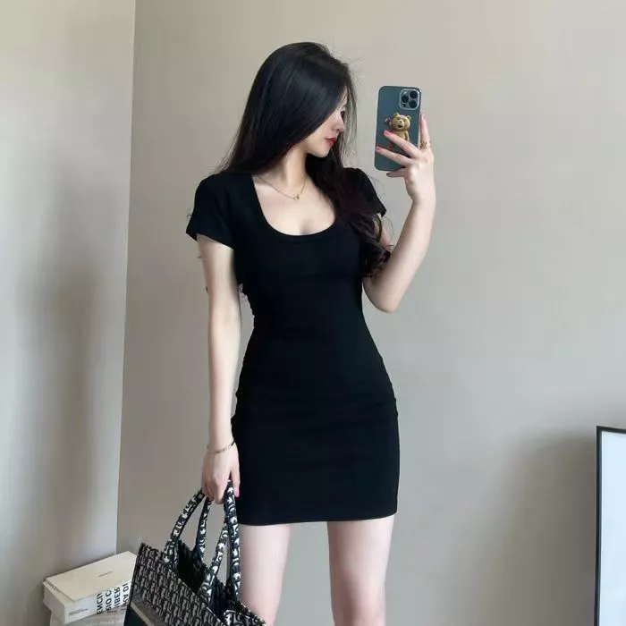 👗ชุดเดรส,👗กระโปรงสั้นเข้ารูป สุดเซ็กซี่ เนื้อผ้านิ่ม แฟชั่นมาใหม่