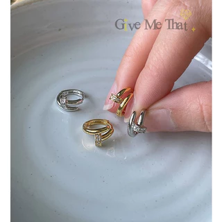 ต่างหูเงินแท้!! 925 วัสดุทองคำชุบ18K งานพรีเมี่ยม สไตล์มินิมอล Minimal รุ่นห่วงNail Givemethat
