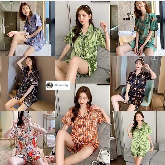 🔥{ราคาถูกที่สุด}เสื้อผ้าผู้หญิง，ชุดนอน，ชุดนอนผ้าซาตินเนื้อเนียน，สวย 3 สไตล์，กางเกง + ด้านบน,M-2XL