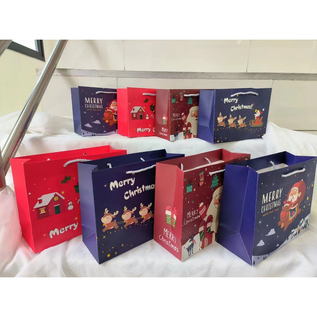 🎄สินค้าพร้อมส่ง🎄ถุงกระดาษหูเชือกลายคริสมาส ถุงใส่ของขวัญปีใหม่ ใส่ของที่ระลึก กระดาษหนา สีสวย - รูปที่ 4