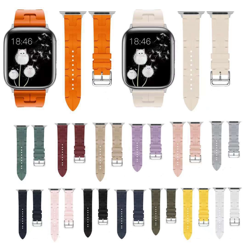 สายซิลิโคนระบายอากาศ 49mm46mm45mm42mm41mm40mm38mm44mm สายซิลิโคนแฟชั่น iwatch10/9/8/7/6/5/4/3/2/1/se