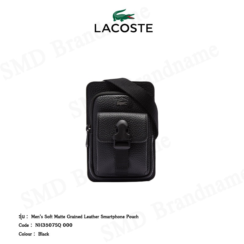 Lacoste กระเป๋าใส่โทรศัพท์ รุ่น Men’s Soft Matte Grained Leather Smartphone Pouch Code: NH3507SQ 000