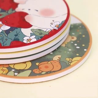 ShopAt.Two[CS7244] ที่รองแก้วลายการต่าย แผ่นหินรองแก้ว รองหม้อ ดูดซับน้ำได้ดี
