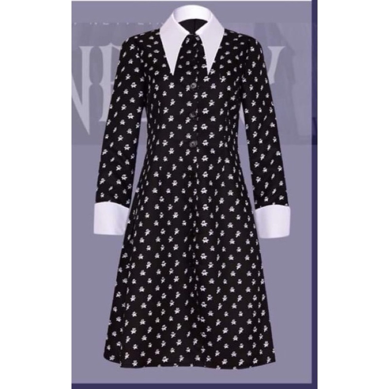 ชุดWensday สีดำลายจุด ไซซ์ L