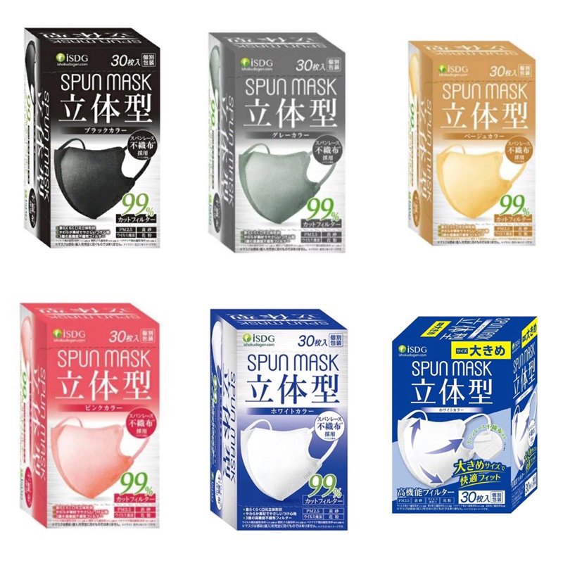 iSDG SPUN Color MASK 30ชิ้น รูปทรง 3D