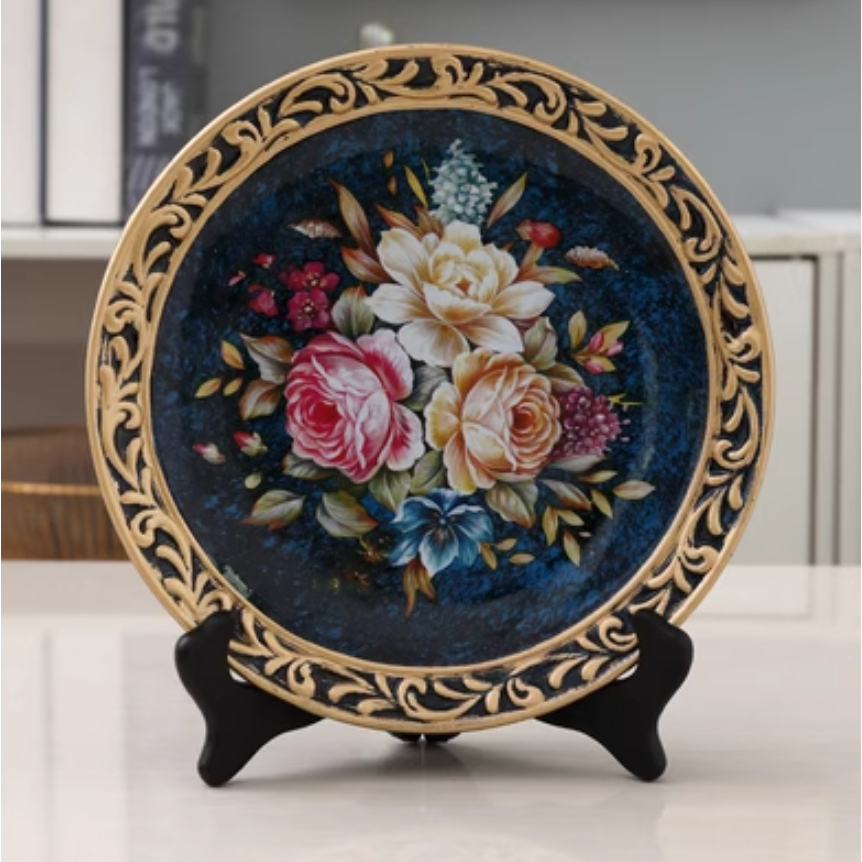 จานเซรามิก จานตั้งโชว์สไตล์ยุโรป ขนาดรวมฐาน 20/21cm. จานเซรามิกเสริมฮวงจุ้ย - รูปที่ 4