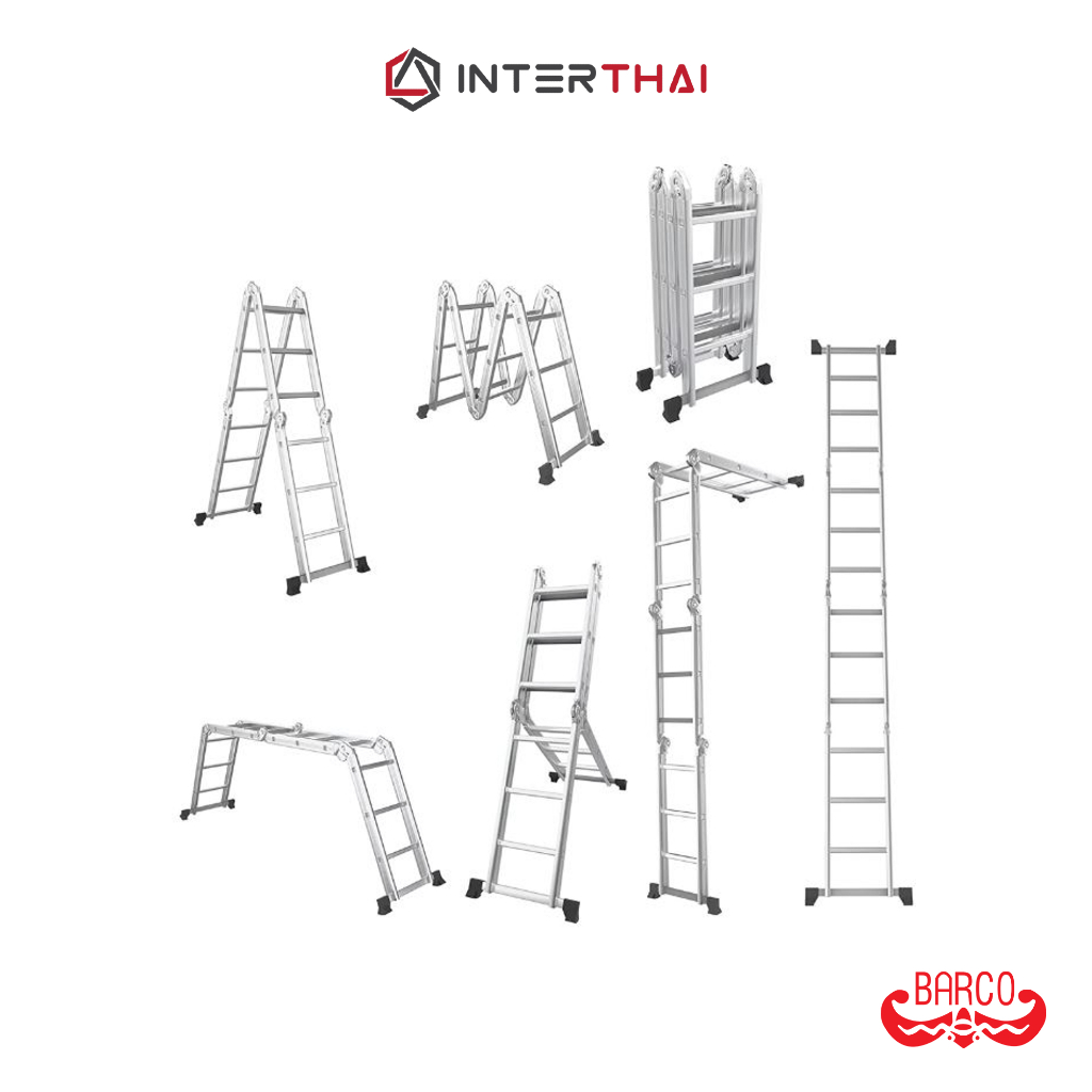 BARCO บันไดอเนกประสงค์อลูมิเนียม (ข้อต่อดั้งเดิม) รุ่น M3 4×4 16 ขั้น 4.56 เมตร รับได้ 150 กิโลกรัม