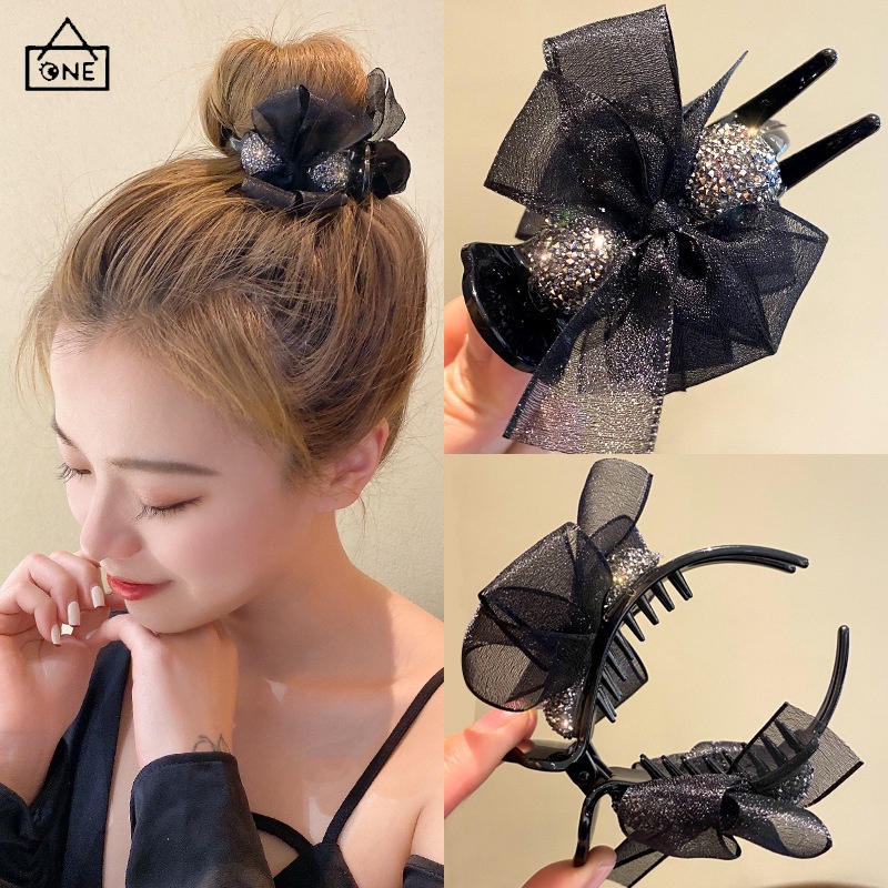 COD❤️พร้อมส่ง-กิ๊บติดผมโบว์ส์ใสผ้าไหมหรูหราแฟชั่นเกาหลีจับคลิปใหญ่หางม้าละเอียดอ่อนสำหรับผู้หญิงเครื่องประดับผม-a.one