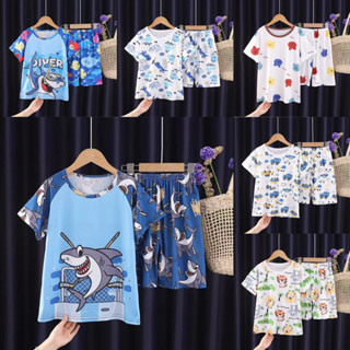 ลด10% โค้ด DDXDECW4 ชุดนอนเด็กแขนสั้นขาสั้น ลายสวนสัตย์แบบให…