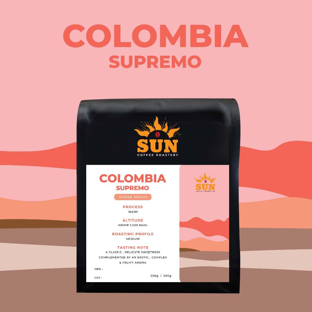 Colombia Supremo (Single Origin) เมล็ดกาแฟ โคลอมเบีย ซูพรีโม่ (100% อาราบิก้า) Coffee Bean 200g / 500g