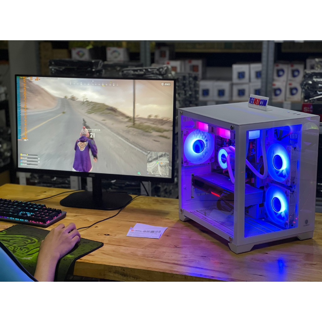 คอมชุด+จอ27 165HZ 16คอ32เทรด บอท ตัดต่อ เล่นเกมส์ INTEL xeon E5 2698V3 16C 32T RAM16G-128GB RX6700XT