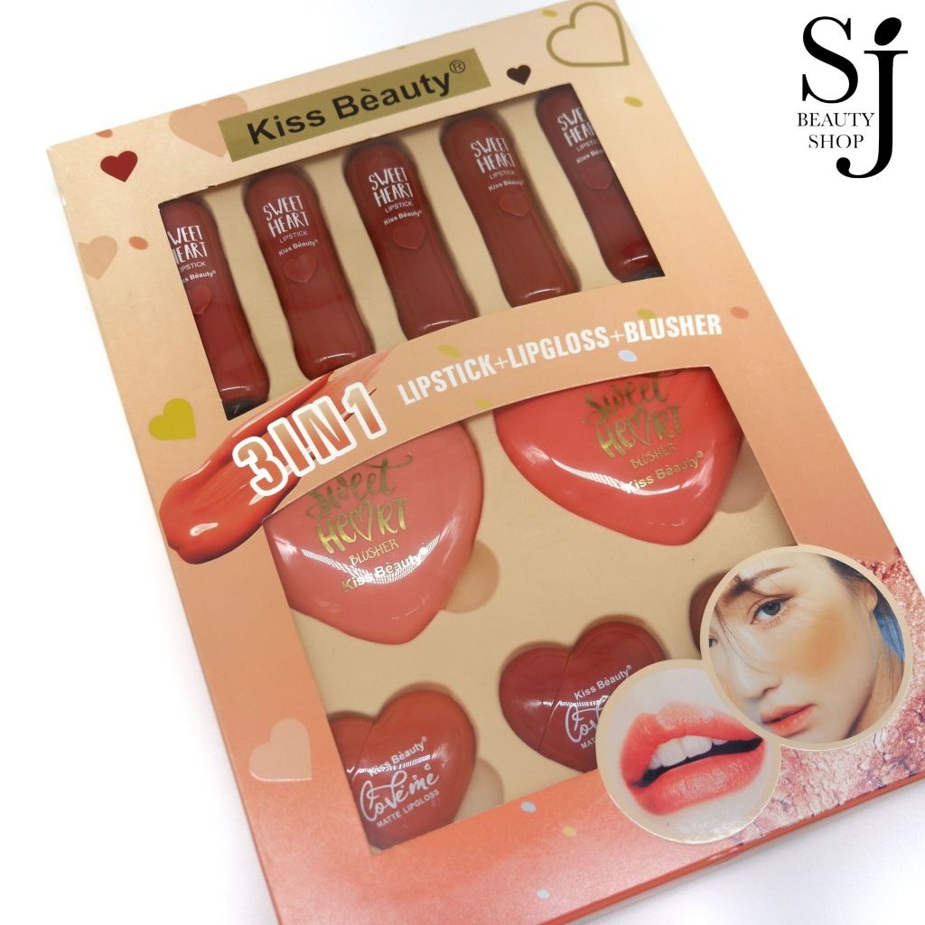Kiss Beauty 3IN1 Set | เซตแต่งหน้าลิปสติก ลิปจิ้มจุ่ม และบลัชออน