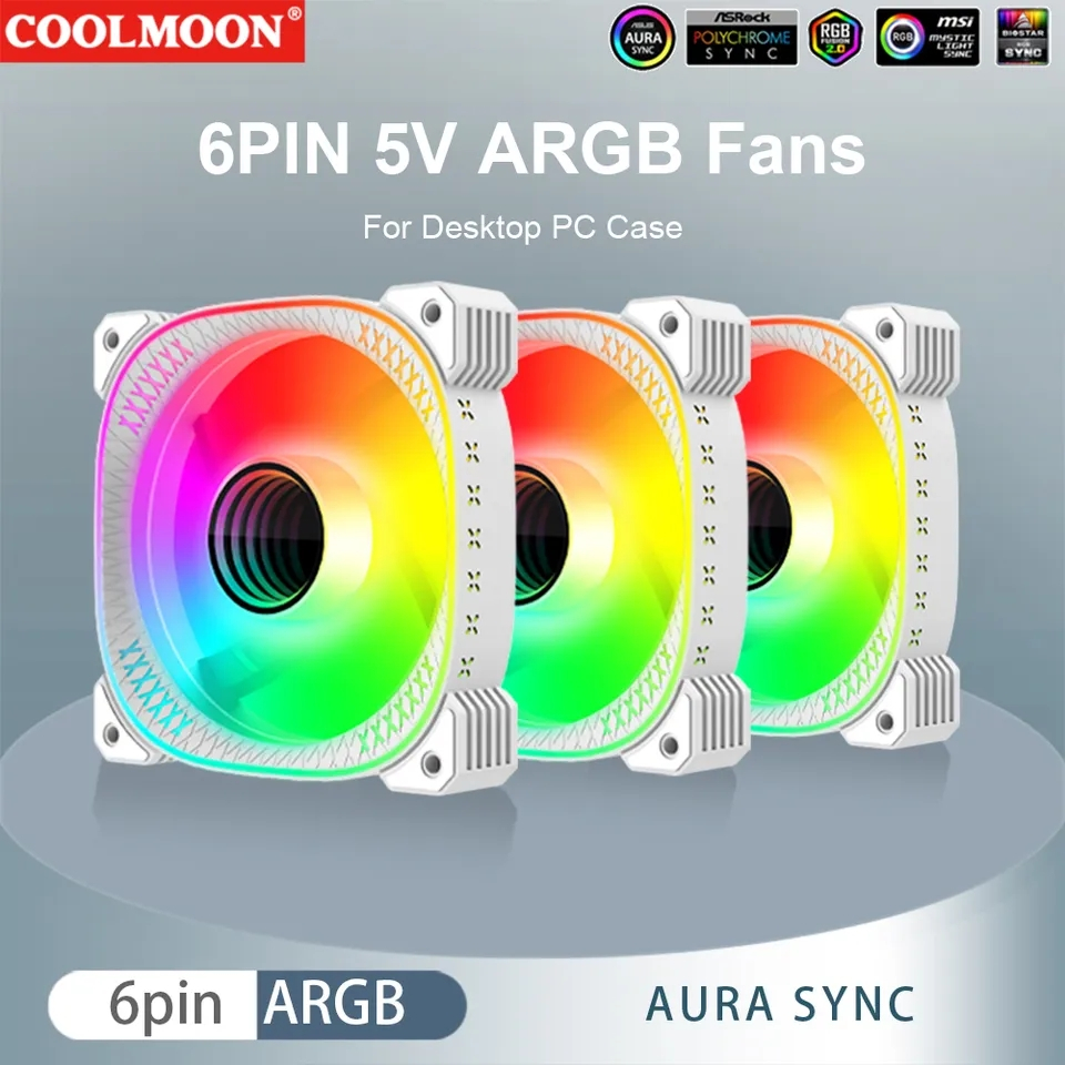 พัดลมเคส CoolMoon Lunar Explorer TY1 RGB 6Pin 120mm.