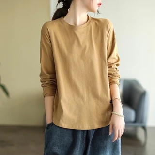 PS-รุ่น-225 เสื้อยืดคอกลมสีพื้นแขนยาวมาใหม่ เสื้อทรงว้าว สไตล์เกาหลี ผ้านิ่มสวมใส่สบาย พร้อมส่งจากกรุงเทพ