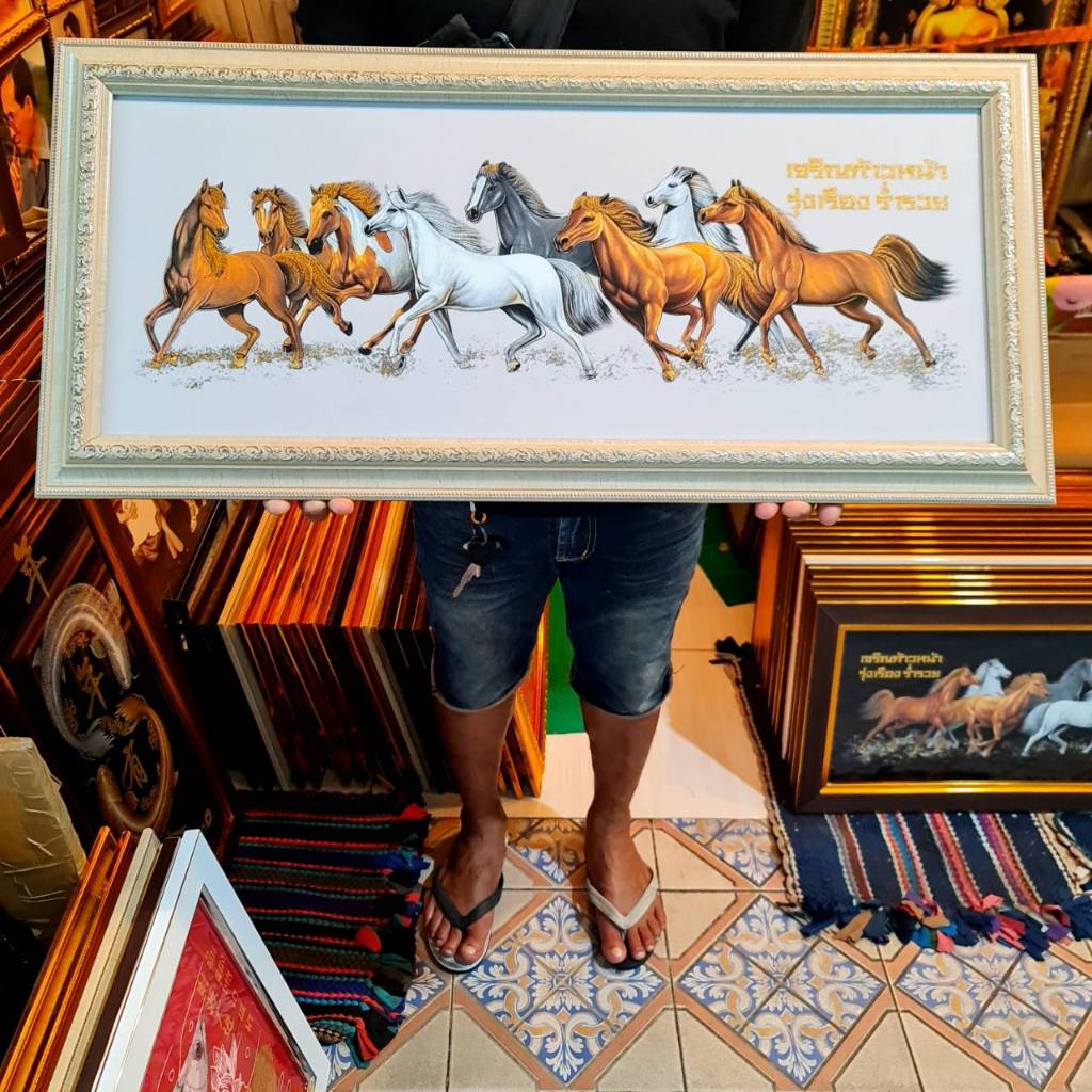 กรอบรูป ม้า ม้ามงคล ม้า8ตัว ม้าแปดเซียน รูปม้ามงคล ภาพม้า ภาพม้ามงคลเรียกทรัพย์ รูปม้าปรับฮวงจุ้ย รูปม้ามงคลติดผนัง เสริ