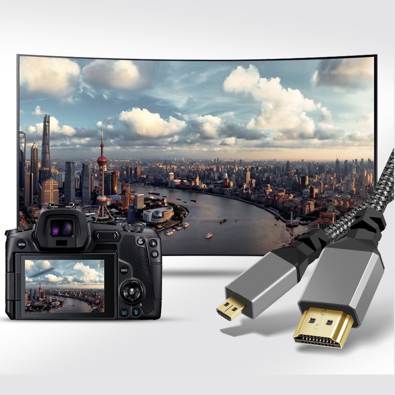 สาย Micro HDMI to HDMI Compatible Cable 4K/60H Micro HD to HDI Cable Male to Male For GoPro Sony Projector 30cm
