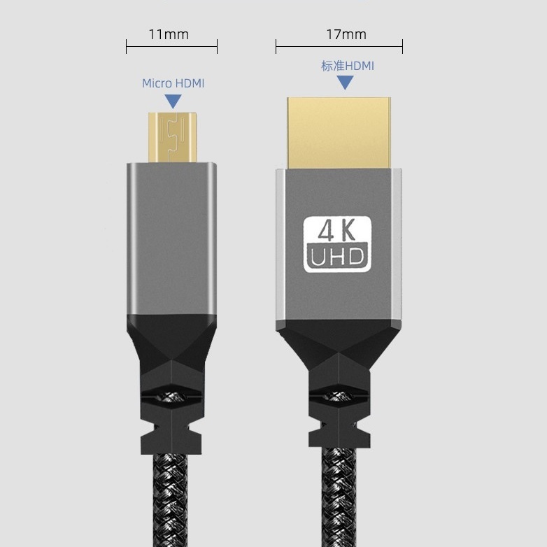 สาย Micro HDMI to HDMI Compatible Cable 4K/60H Micro HD to HDI Cable Male to Male For GoPro Sony Projector 30cm