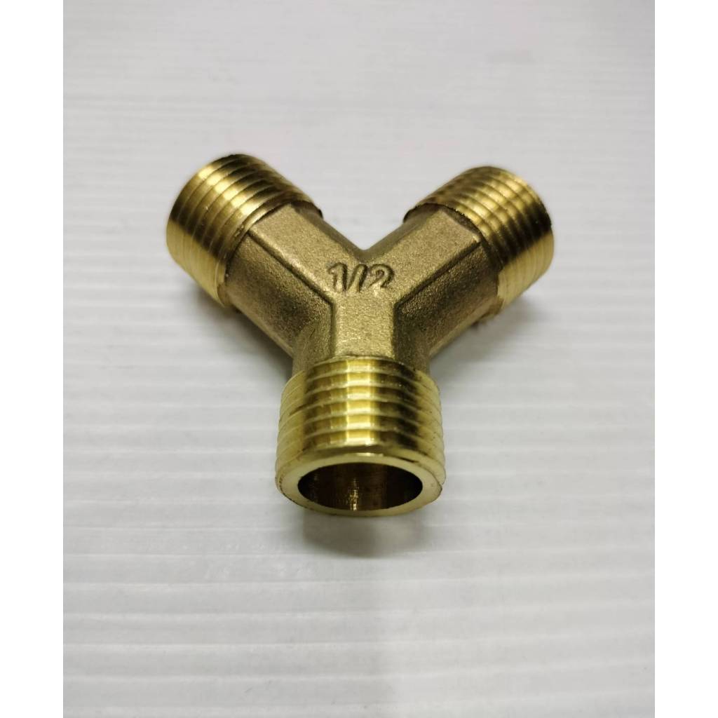 ข้อต่อทองเหลือง 3 ทางเกลียวนอกตัว Y