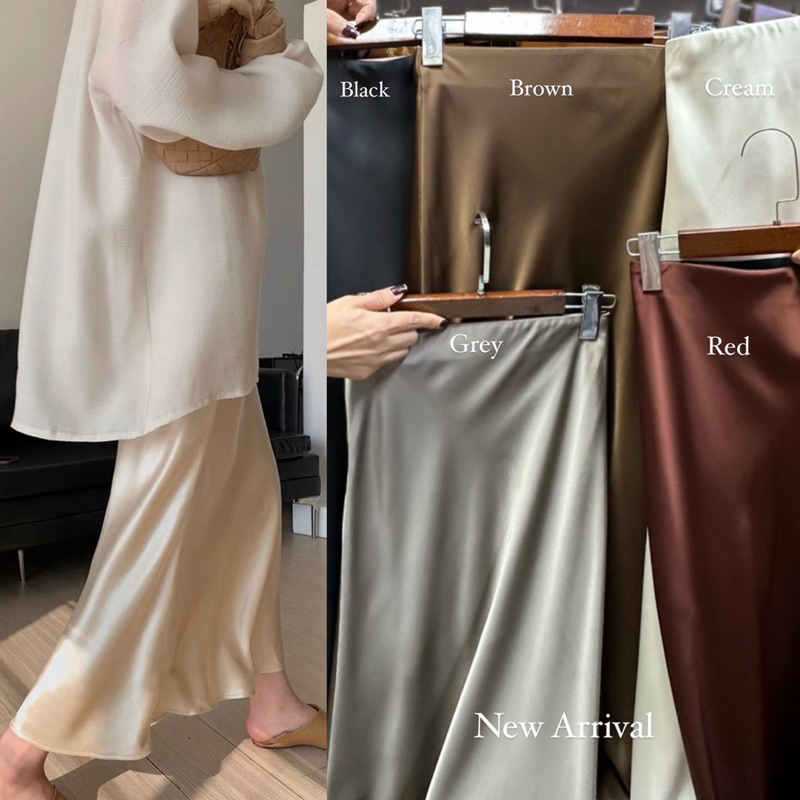 พร้อมส่ง 9917# สวยจึ้งไปเลยค่ะ กระโปรงชาติน่า!! SATIN MAXI SKIRT (490฿ฟรีส่ง)