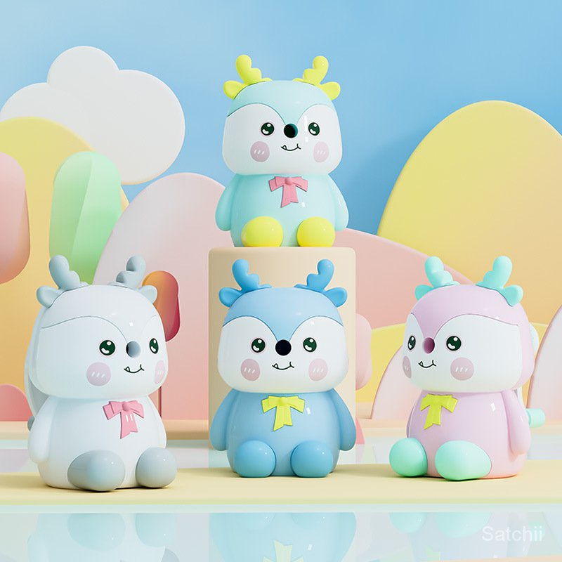 1 ชิ้น สุ่มสี กบเหลาดินสอ รูปกวางน้อย 5808 คุณภาพดี น่ารัก แบบมือหมุน เหลาง่าย ลายการ์ตูน กบเหลาดินสอ