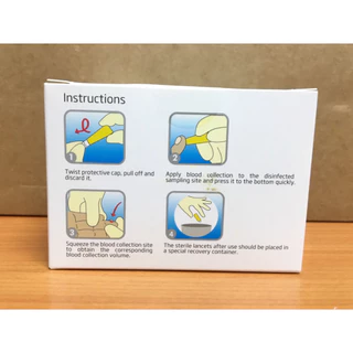 เข็มเจาะเลือด Yuwell Sterile Lancets 26G (สีเหลือง) (50อัน/กล่อง)