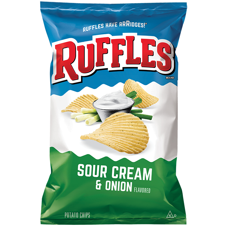 Sour Cream & Onion Potato Chips Ruffles 184 G./มันฝรั่งทอดครีมเปรี้ยวและหัวหอม รัฟเฟิล 184 ก.
