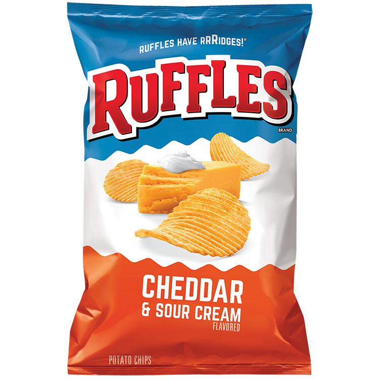 Cheddar & Sour Cream Potato Chips Ruffles 184 G./มันฝรั่งทอดเชดดาร์และครีมเปรี้ยว รัฟเฟิล 184 ก.