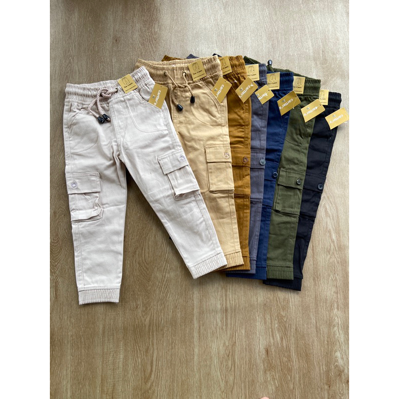 กางเกงเด็กคาร์โก้ขาจั้ม(2-12Y)พร้อมส่ง