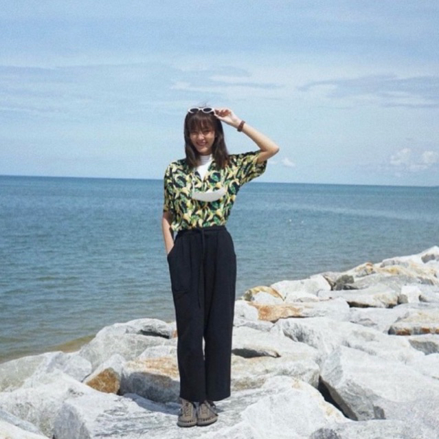 กางเกงขายาวผ้าฝ้ายเอวสูง(เชือกรูดปรับได้จริง)   ยาว 41 นิ้ว - รูปที่ 4