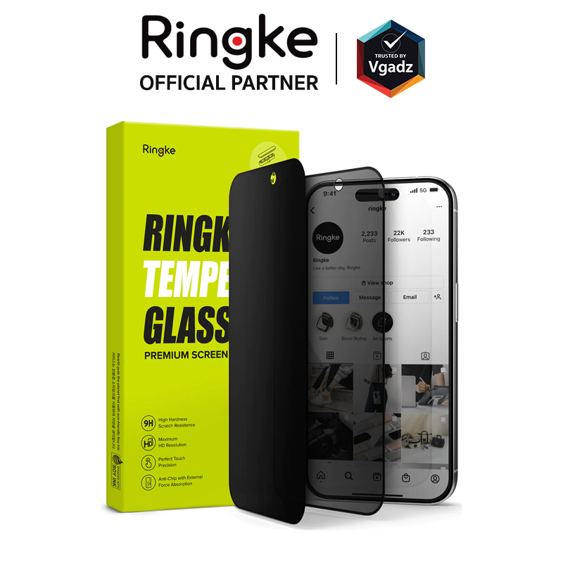 Ringke ฟิล์มกระจกสำหรับ iPhone 15 Pro / 15 Pro Max รุ่น Privacy Tempered Glass
