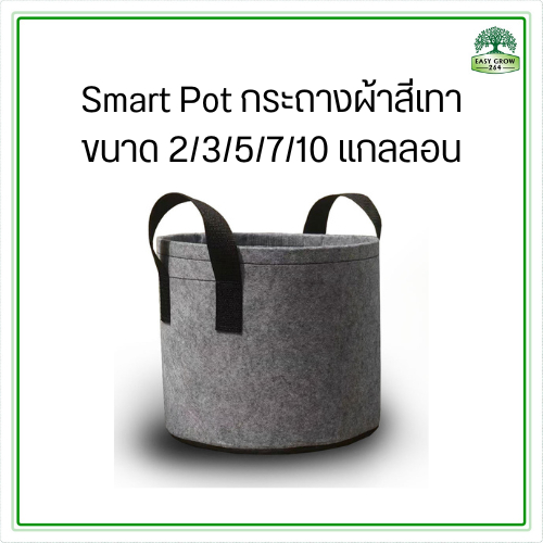 Smart Pot กระถางผ้า สีเทา 3/5/7/10 แกลลอน ถุงปลูกต้นไม้แบบผ้า Fabric Pot Grow Bag smartpot