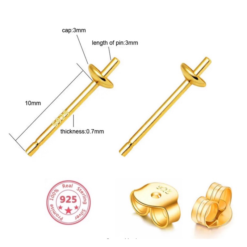 SH44 ก้านต่างหูเงินแท้ 925 ราคาถูก Shopee Lazada