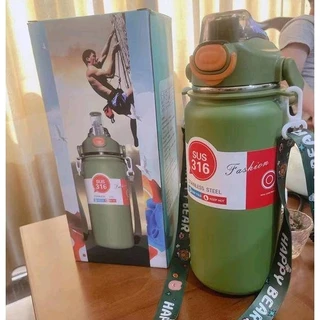 กระบอกน้ำเก็บเย็น 1.2L 1.4Lลิตร สแตนเลส 316 กระติกเก็บความเย็น แก้วเก็บความเย็น พร้อมหลอด เก็บน้ำร้อน/เย็น