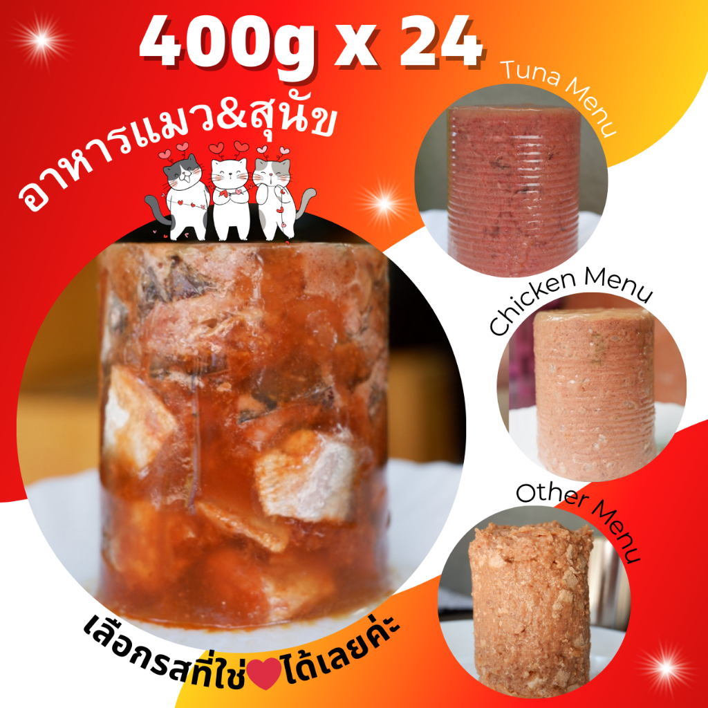 อาหารสุนัขและแมว ยกลัง 24 กระป๋อง ขนาด 400g ใหญ่ สุดคุ้ม
