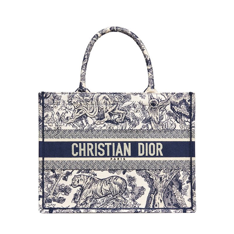 Dior/เล็ก/งานปัก/กระเป๋าถือ/กระเป๋าช้อปปิ้ง/ของแท้ 100%
