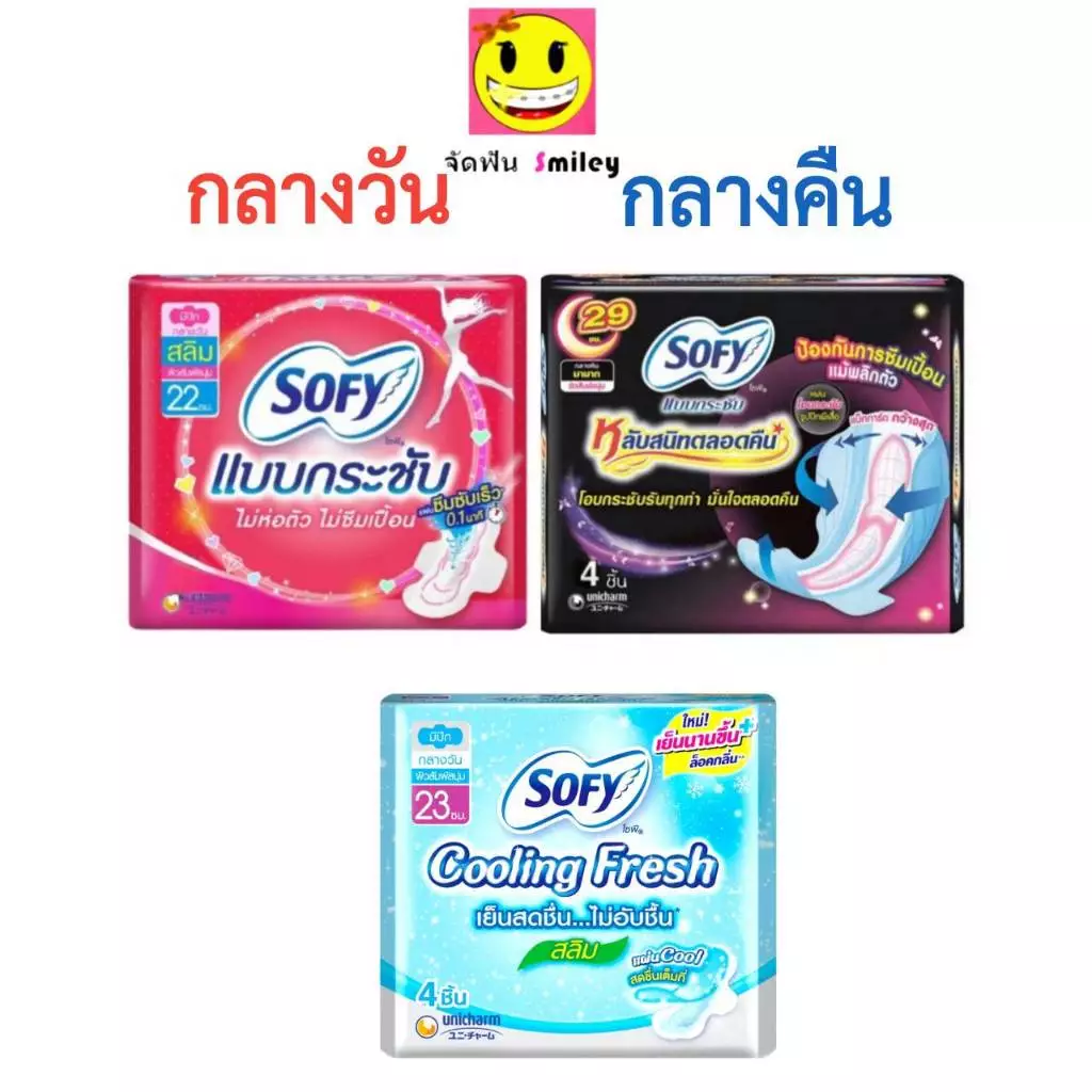 Sofy โซฟี กลางวัน โซฟีกลางคืน ผ้าอนามัย จำนวน 1 ห่อ 4ชิ้น (มีปีก!)