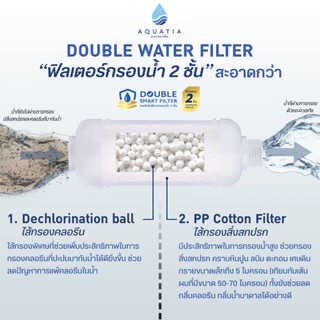 [แพ็คสุดคุ้ม 4 ชิ้น] Aquatia กรองน้ำฝักบัว 2 ชั้น กรองคลอรีน (อะควอเทีย ฟิลเตอร์กรองน้ำประปา)