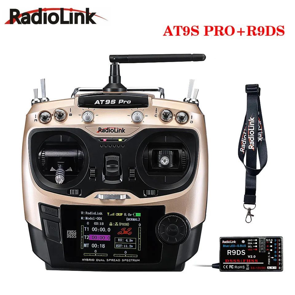 Radiolink AT9S Pro TX 10/12CH RC Radio Controller Transmitter with R9DS RX 2.4G Receiver for RC