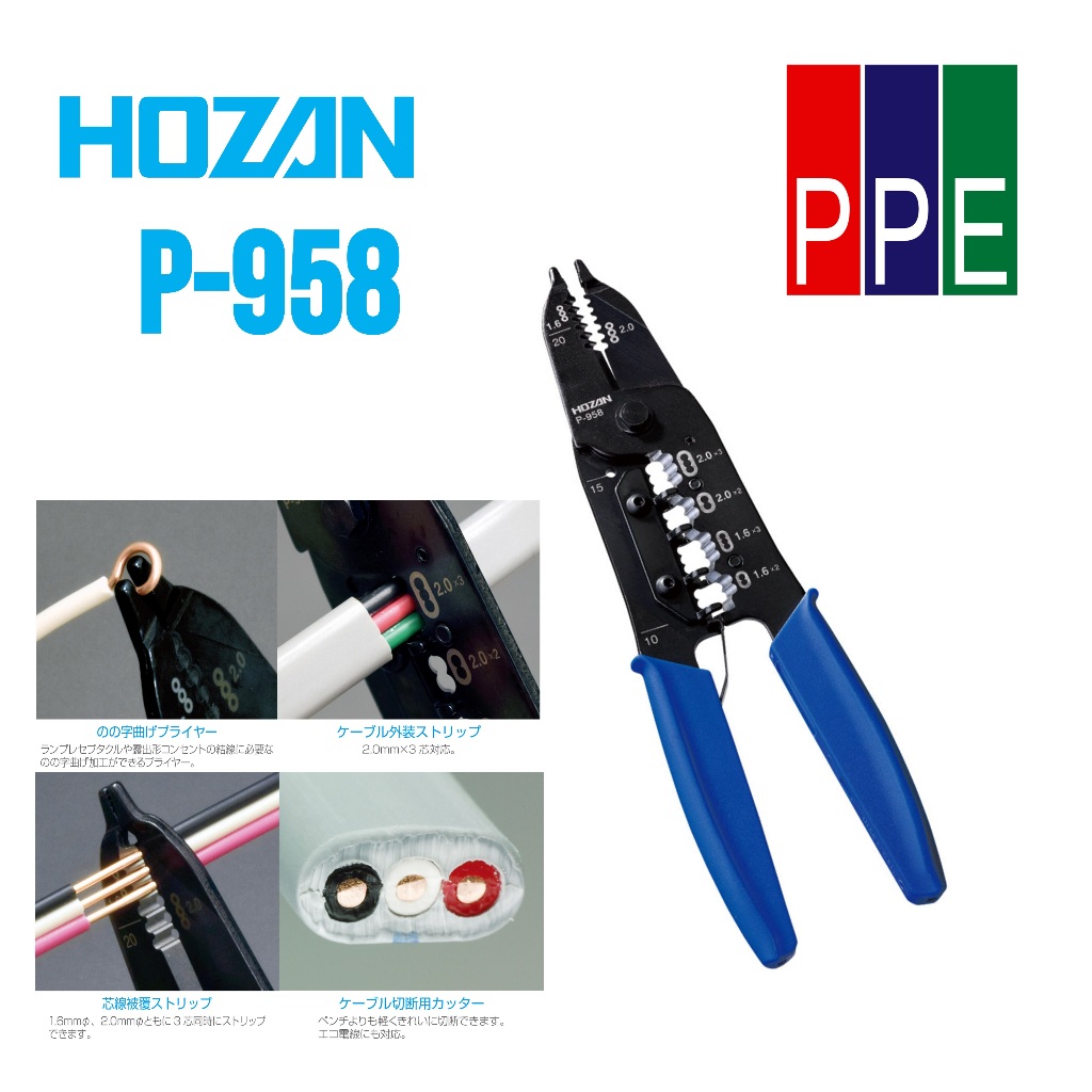 P-958 [HOZAN] คีมปลอกสาย VVF Wire stripper for VVF
